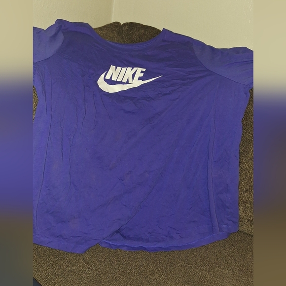 Nike Royal Blue Tee with White Logo Long Sleeve - Picture 1 of 1